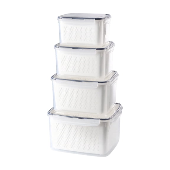 Storage Containers Bpa Free Airtight with Lids 4 Piece Set Stackable Produce Keepers for Fridge Fruit Vegetable Organization Meal Prep
