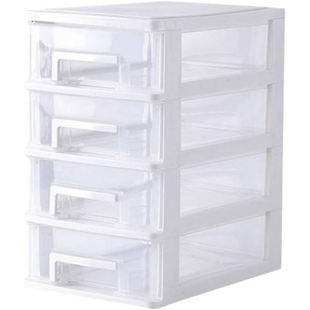 Storage Containers with Drawers, Dingrich White 4Drawer Storage