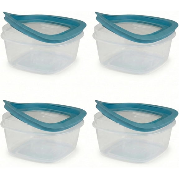 Storage Containers, Find Lids, Teal, 2 Cup pack of 4, Flex & Seal, Leak Proof Lids, Food Storage Set, Clear Meal Prep Flex Containers, Assortment