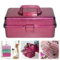 thumbnail image 1 of Storage Containers,Glitter Makeup Organizer, 3 Layer Foldable Storage Box with Handle - Stackable Cosmetic Case, Jewelry Organizer, Portable, for Travel, Vanity, Shimmer Decorative Box, 1 of 9
