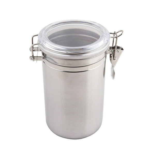 Storage Containers – Kitchen Stainless Steel Canister Set with Clear Acrylic Lids Clamp Airtight Durable Stackable Food Storage for Countertop Pantry Tea Coffee Flour Rice
