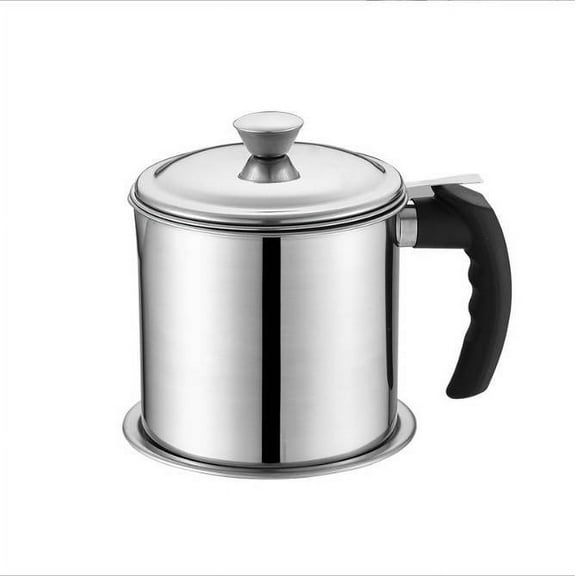 Storage Containers for Kitchen Use Oil Filtration and Grease Storage with Strainer Leak-Proof Lid Non- Tray for Safe Grease Disposal and Oil Separation, 1800ML, Silver A