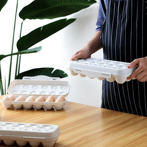 Storage Containers Reusable Plastic Egg Carton With Lid 12 Grid Stackable Fridge Egg Holder Tray For Kitchen Restaurant & Camping Storage 1pc