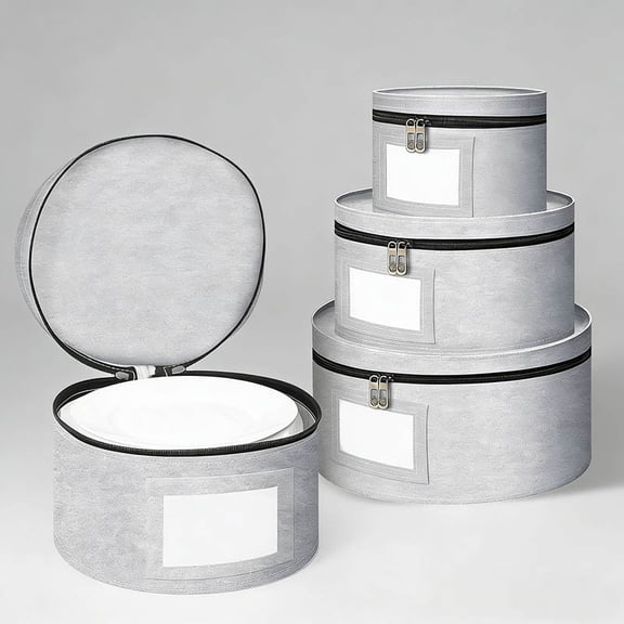 Storage Containers Set Moving Boxes for Dinnerware Stackable Storage Box with Felt Plate Dividers Hard Shell Case for Organizing Dishes