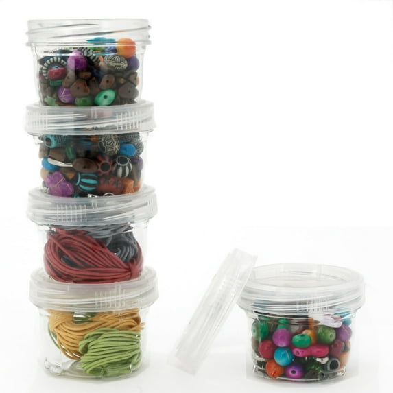 Storage Containers Stackable Interlocking Detachable 5 For Beads Crafts Medicine Small Items 2" Round