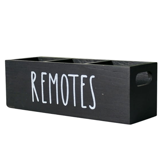 Storage Containers Storage Organizer for Remote Controllers 3-Compartment Wooden Caddy for Table Nightstand TV Desk Media Accessories, 25.5X8.6X8.5cm, Black