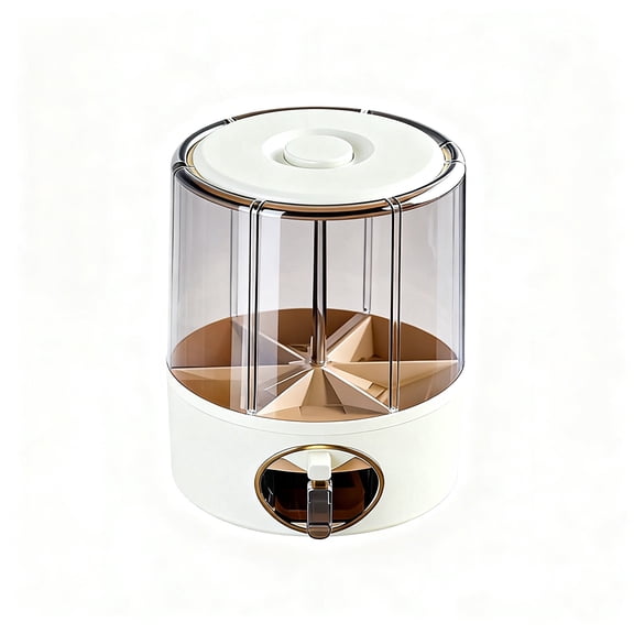 Storage Containers Storage Solution for Kitchen Organization 6-Grid Drawer Rotating Grain Dispenser with -Click Output and Transparent Stacking for Dry Food