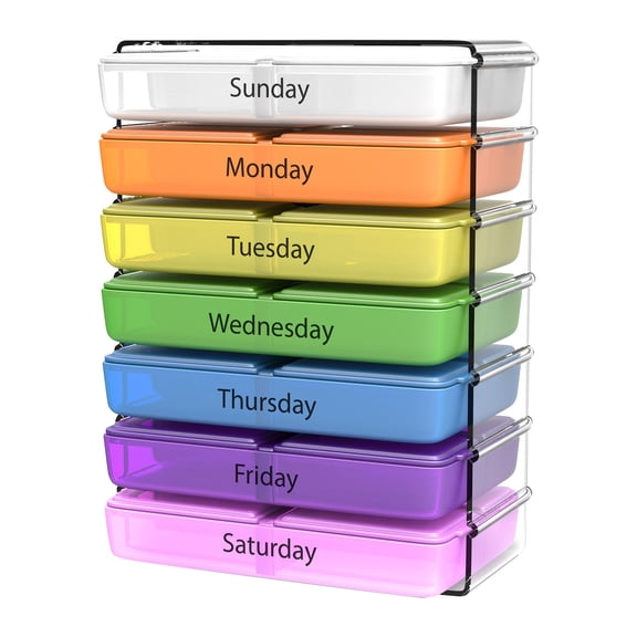 Storage Containers  Weekly Organizer and Meal Planner with 4 Daily Compartments for Breakfast Lunch Dinner and Bedtime from Everyday Home, 3.1x4.1 inch, Yellow