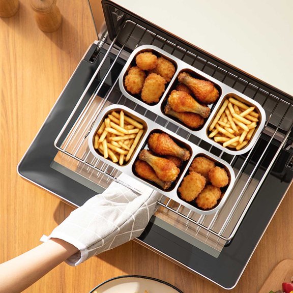 Storage Containers for Kitchen Organization - Three-Compartment Metal Dipping Bowls for Condiments Versatile Use at Home Parties and Travel