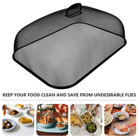 Amosfun Reliable Black Metal Dish Cover, Protective Kitchen Accessory