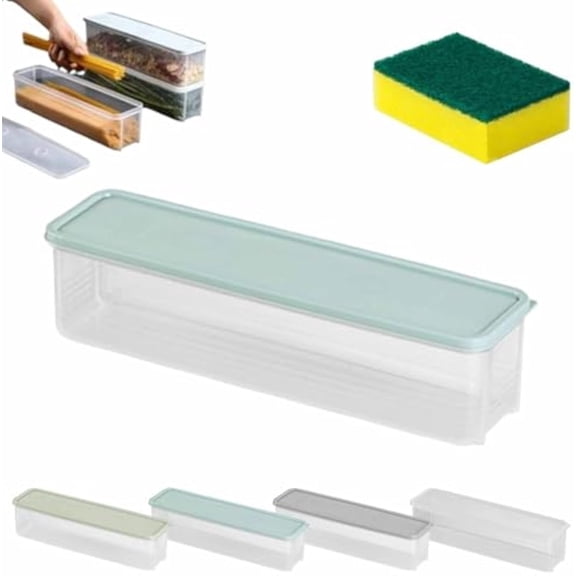 Storage & Crisper Boxes, Secondliy Food Crisper Boxes, Structuref Food Storage Container with Lid, Airtight Pasta Storage Containers, Fridge Organizer Bin, Stackable, Space-Saving (Blue)