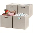 thumbnail image 1 of Storage Cube Basket Bins13×13 Foldable Storage Boxes for Closet Organizer Shelf Cabinet Bookcase Thick Fabric Drawer Set of 4 Beige, 1 of 6