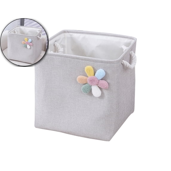 Storage Cube Baskets with Rope Handles, Collapsible Fabric Storage Bins for Dorm, Organization Cubes for Cloakroom Bedroom Living Room,13*13*13 Inches