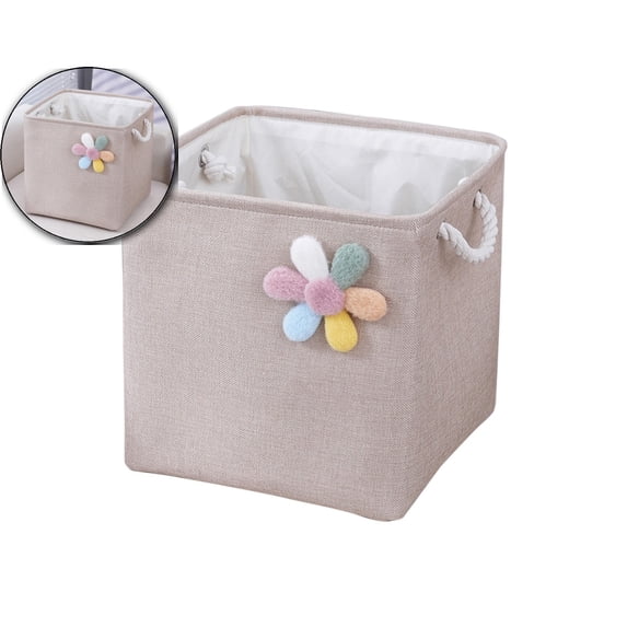 Storage Cube Baskets with Rope Handles, Collapsible Fabric Storage Bins for Dorm, Organization Cubes for Cloakroom Bedroom Living Room,13*13*13 Inches