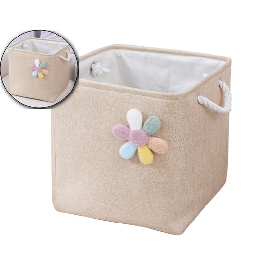 Storage Cube Baskets with Rope Handles, Collapsible Fabric Storage Bins for Dorm, Organization Cubes for Cloakroom Bedroom Living Room,13*13*13 Inches