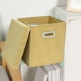 thumbnail image 1 of Storage Cube Bins with Lid - Collapsible Stackable Closet Box Linen Fabric Storage Bins with Metal Handle Holes, Storage Cube Baskets Container Organizers for Bedroom Office Home Organization, Khaki, 1 of 6