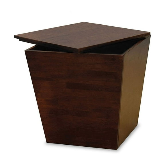 Storage Cube End Table; Walnut Wood Accent Table; 18.5" Modern Side Table; Living Room & Bedroom Furniture; Ready to Assemble