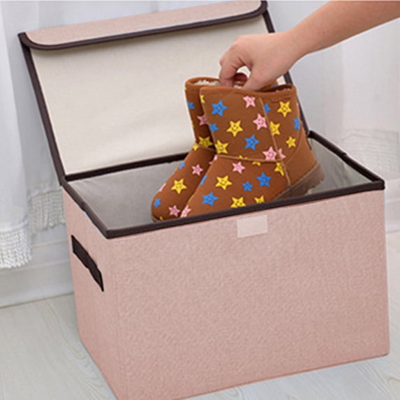 Storage Cube with Lid – Large 24L Foldable Fabric Storage Box, Linen Closet Organizer Basket with Sturdy Handles for Clothes, Toys, Space Saving Bin, 1 Pack