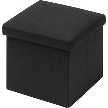 Storage Cube, Linen Small Foot Rest Seat,for Living Room, Bedroom, Home Office, Dorm Storage Footrest Black 11.8"x11.8"x11.8"