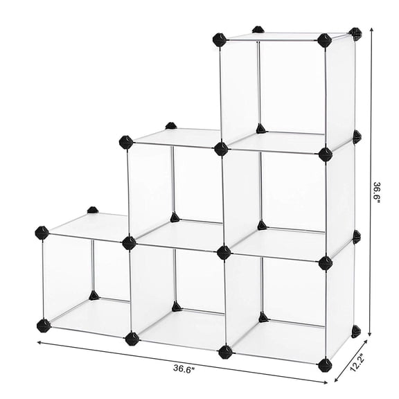 6-Cube Storage Organizer, DIY Closet Cabinet, Space-Saving Shelf for Bedroom, Living Room – White