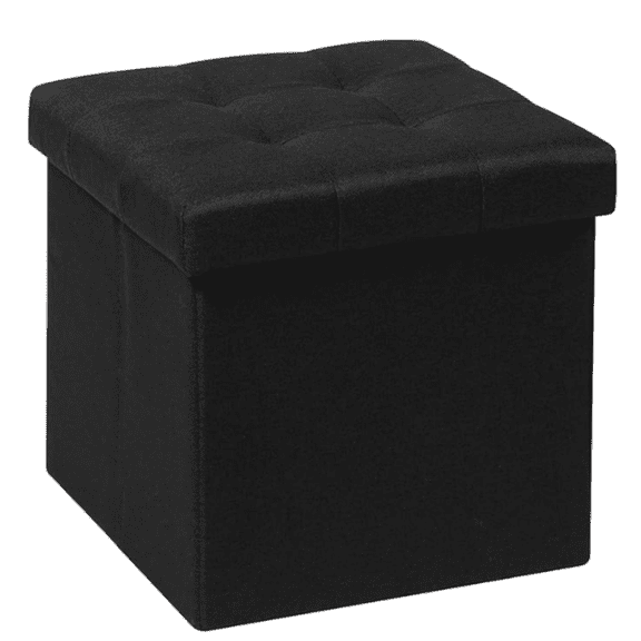 Storage Cube, Storage Chest Folding s trest for Living Room Seat, 12.6"X12.6"X12.6" (Linen Black)
