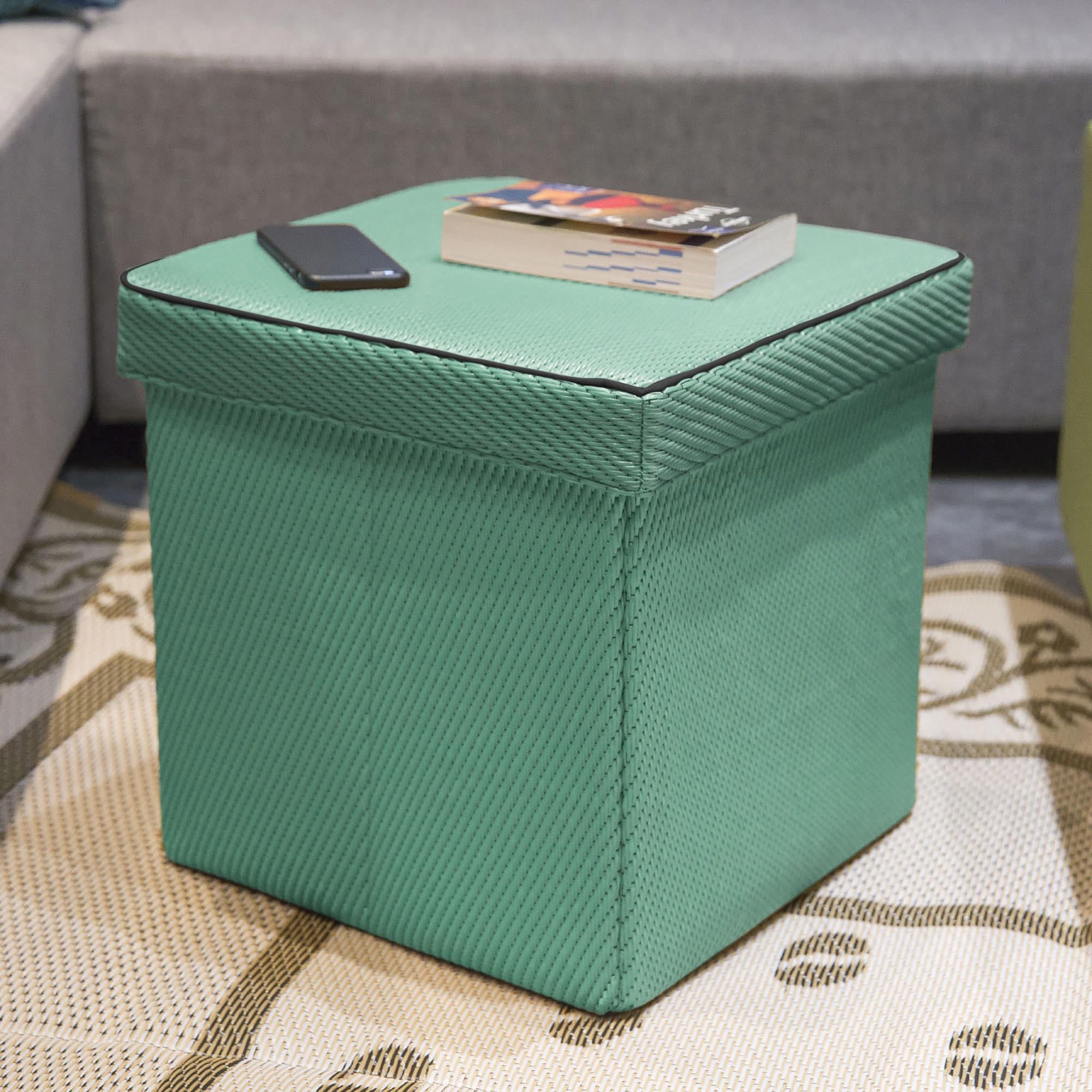 Storage Cube by Patio Mat, Indoor / Outdoor for RV, Patio, Home, Collapsible & Multi-use (Aqua)