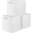 thumbnail image 1 of Storage Cubes 11 Inch - 3 Pack, Cotton Rope Woven Baskets for Organizing, Square Storage Baskets for Shelves Organizer, Classroom, Kids Toy Bins, Closet, Baby Nursery-White, 1 of 14