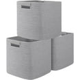 thumbnail image 1 of Storage Cubes 11 Inch Bins-3-Pack, Cotton Rope Woven Baskets for Organizing, Square Storage Baskets for Shelves, Classroom, Kids Toy Bins, Closet, Baby Nursery-Grey, 1 of 14