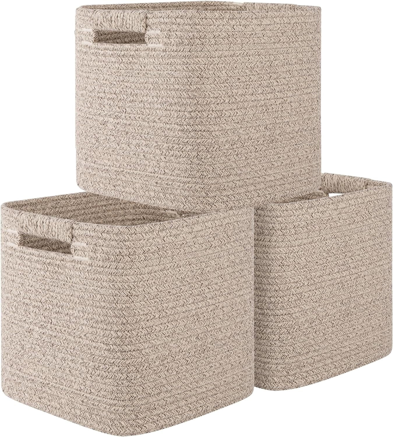 OIAHOMY Storage Cubes 11 Inch Storage Bins-3-Pack Cotton Rope Woven ...