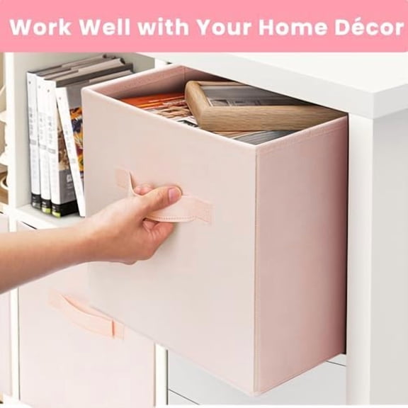 Storage Cubes - 13 Inch Heavy Duty Fabric Storage Bins for Shelves Closet Cube Organizer - 8 Pack Collapsible Cube Storage Bins Baskets for Clothes Blankets Toys - Nursery Organization