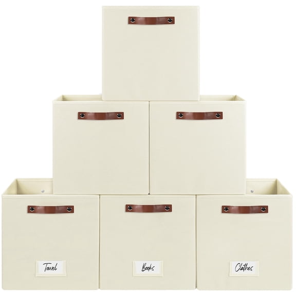 Storage Cubes 6-pack Beige 13 x 13 x 13 Inch Home Organization