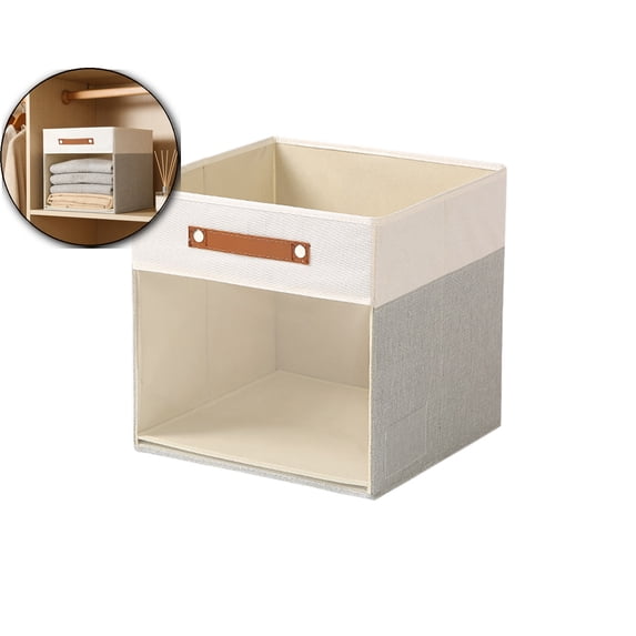 Storage Cubes, Linen Foldable Storage Bins (13 x 13 inch) with Clear Window and 2 Handles, Closet Organizers and Storage for Shelf Closet, Clothes