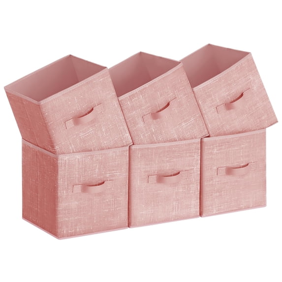 Storage Cubes Set of 6, 11-Inch Foldable Non-Woven Fabric Bins with Double Handles, Closet Organizers for Shelves, Clothes Storage, Durable and Portable