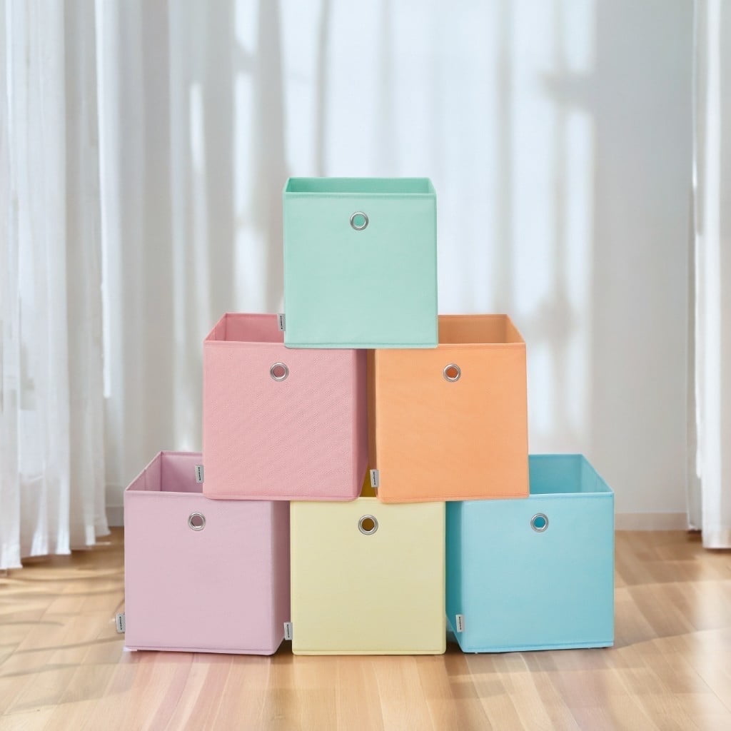 11.8" Storage Cube Bins for Kids, 6 Foldable Storage Boxes, Cube Organizer Bins Colorful Fabric Bins for Bedroom, Living Room