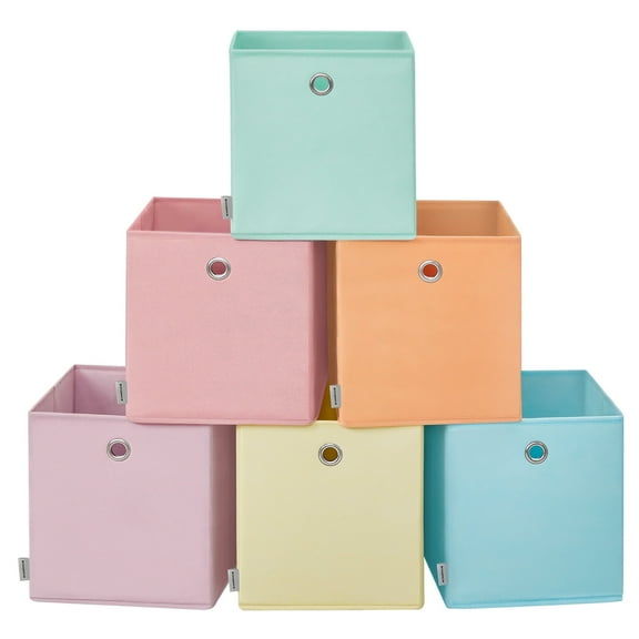 10.2" Storage Cube Bins for Kids, 6 Foldable Storage Boxes, Closet Organizers Colorful Fabric Bins for Bedroom, Living Room