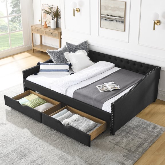 Storage Daybed for Home / Drawer Storage & Comfortable Backing