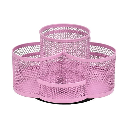 Storage Desk Accessories - 360° Rotating Desktop Organizer - for Pen Holders, Markers, Makeup Brushes - Metal - 7 Compartments