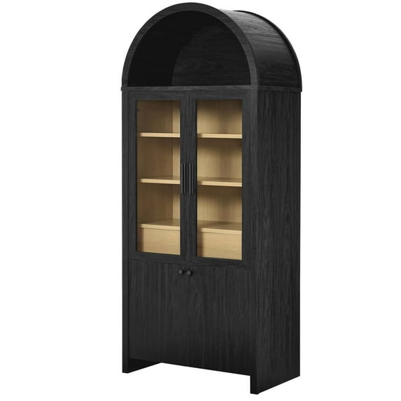Storage Display Accent Cabinet, Black, Wood, Living Office Kitchen Hospitality Restaurant, Modern Contemporary HB36833