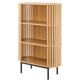thumbnail image 1 of Storage Display Accent Cabinet, Brown Oak, Wood, Metal Steel, Living Office Kitchen Hospitality Restaurant, Modern Contemporary HB34886, 1 of 9