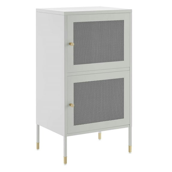 Storage Display Accent Cabinet, Light Grey Gray, Metal, Living Office Kitchen Hospitality Restaurant, Modern Contemporary HB34550
