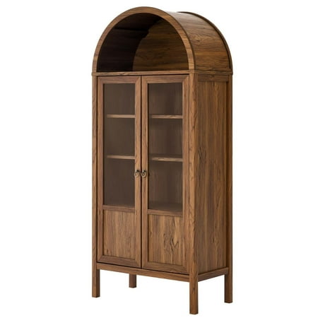 Storage Display Accent Cabinet, Walnut, Wood, Living Office Kitchen Hospitality Restaurant, Modern Contemporary HB36291