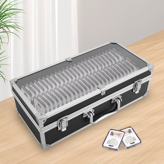 Storage & Display Box Case Holds 50 PCGS NGC ANACS Certified Coin Holders Slabs Black for Parties