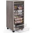 thumbnail image 1 of Storage Drawer Cart, Mobile Storage Cabinet, Makeup Storage with 10 Large Clear Drawers, Utility Wooden Rolling Cart on Wheels, for Cosmetic, Art Craft, Office Supplies, Toy, Grey, 1 of 15