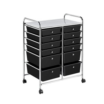 Storage Drawer Carts, 12-Drawer Organizer with Wheels,Multipurpose Rolling Utility Cart for Home, Entryway, Garage,Office,Black