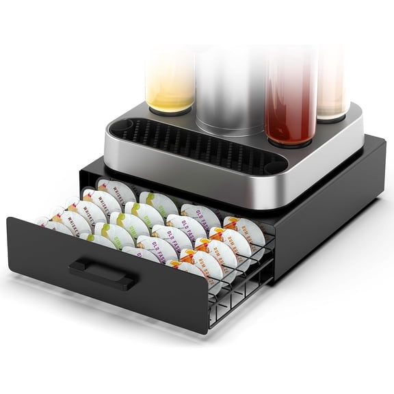 Storage Drawer for Pods, Cocktail Holder for Capsules Compatible with Cocktail Machine, Hold 40 , Countertop Organizer Bar Accessories-