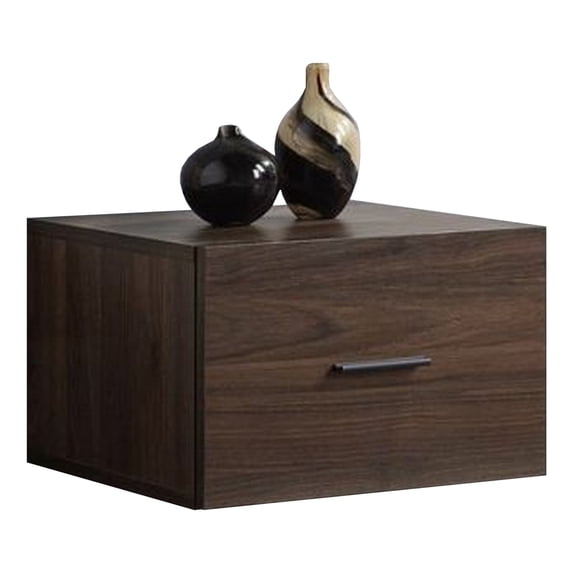 Storage Drawer with Wooden Frame and Grains Walnut Brown - Saltoro Sherpi