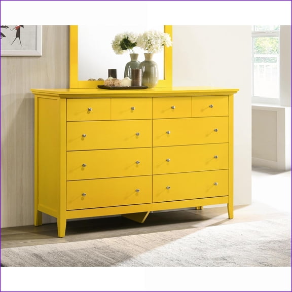 Storage Dresser | Modern Bright Yellow | 39"H x 58"W x 18"D | Yellow | Particle Board