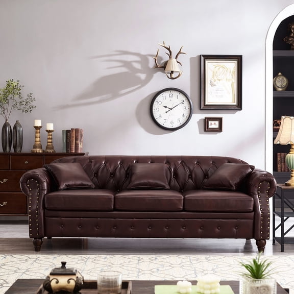 Storage - Equipped, Faux Leather - Classic Tufted Back - Indoor Living Space - Good Texture