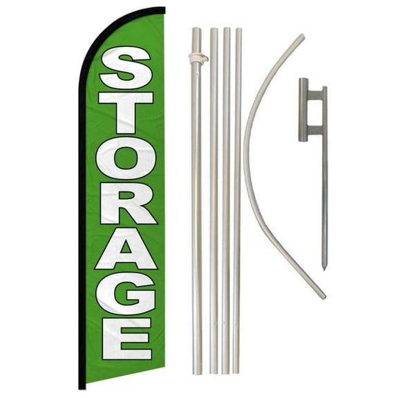 Storage (Green) Windless Banner Flag & Pole Kit