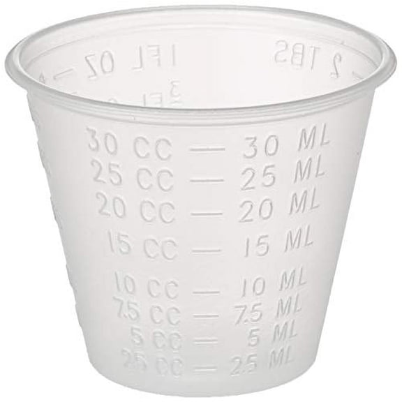Storage Jar 30ml Thick Food Grade Plastic Disposable Measuring Cup 100 Pack Drinkware, Clear Scale Kitchen Gadget, Vessel for Kitchen Cooking Liquid Portion Control